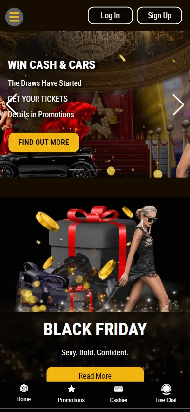 Grand Rush Casino mobile promotions area with tournaments and bonus activities